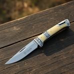 Knivox Columbia Company Mb3936-C Gravür İşlemeli Kemik Kabze Kamp Çakısı