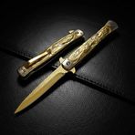 Knivox Gold Titanyum Kaplama Ejderha İşlemeli Kamp Çakısı