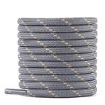 Knixmax Yuvarlak ayakkabı bağcıkları 5 mm genişliğinde çizme bağcıkları yürüyüş botları, iş botları, yürüyüş ayakkabıları için yedek bot, çeşitli renk ve uzunluklarda, Gri-bej, 140