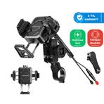 Knmaster Tt-890lwc Kablosuz Şarjlı Tüm Motosikletlere Uyumlu Titreşim Modüllü Telefon Tutucu 1