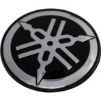 Knmaster Yamaha Logo Yuvarlak Alüminyum Sticker Etiket Gümüş - Tek Ebat