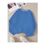 Know Kadın 3 Iplik Indigo Mavi Düz Bisiklet Yaka Sweatshirt