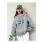 Know Kadın Gri Oversize Nice Baskılı Sweatshirt