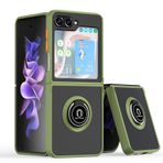 KNOXS Samsung Galaxy Z Flip 5 için Kılıf Mat Kapak, Metal Halka Kickstand Mıknatıslı Araç Tutucu [TPU+PC] Çizilmez Darbeye Dayanıklı Samsung Z Flip 5 Kılıf Kapak (Yeşil)