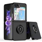 KNOXS Samsung Galaxy Z Flip 5 Mat Kapak, Metal Halka Kickstand Mıknatıslı Araç Tutucu [TPU+PC] Çizilmez Darbeye Dayanıklı Samsung Z Flip 5 Kılıf (Siyah)