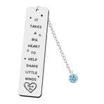 KnSam Bookmark, kitap ayracı "its take a big heart." Mavi Zirkon Kolye Ucu Öğretmenler, Öğrenciler için Hediye, 13 x 2,6 cm