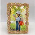 KnSam Fotoğraf çerçevesi, 10 x 15 cm, altın, resim çerçevesi, vintage, zirkon, inci, metal, yatay ve dikey dikdörtgen, portre çerçevesi, masa plakası, oturma odası, yatak odası, çalışma odası için