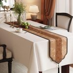 KnSam Masa Runner kahve, çiçek desenli, keten masa örtüsü, masa örtüsü, yolluk, mutfak, masa dekorasyonu, yıkanabilir, düğünler, iç mekan, tatil, parti için, 35 x 120 cm