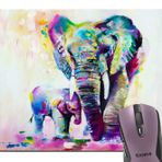 knseva Soyut Vintage Renkli Hint Fil Yağlıboya Resim Sanat Mouse Pad, Suluboya Anne Filler Bebek Baskı Sanat Fare Altlıkları