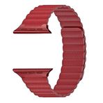 KNY 2125205211 Apple Watch 38 mm Kırmızı Gerçek Deri Katmanlı Lob Kayış Kordon