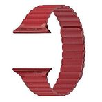 KNY 2125205223 Apple Watch 42 mm Kırmızı Gerçek Deri Katmanlı Lob Kayış Kordon