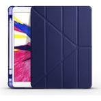 Kny Apple Ipad Air 3 Için Kalemlıklı Arkası Silikon Standlı Trifolding Kılıf - Koyu Mavi