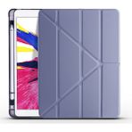 Kny Apple iPad Air 3 İçin Kalemlıklı Arkası Silikon Standlı Trifolding Kılıf Mor