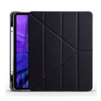 KNY Apple İpad Pro 12.9 2021 İçin Kalem Koymalı Arkası Silikon Standlı Trifolding Kılıf Siyah