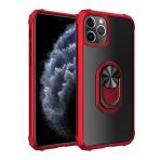 KNY Apple İphone 11 Pro Kılıf Silikon Kenarlı Renkli Yüzüklü Manyetik Mola Kapak Kırmızı