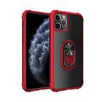 KNY Apple İphone 11 Pro Max Kılıf Silikon Kenarlı Renkli Yüzüklü Manyetik Mola Kapak Kırmızı