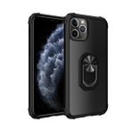 KNY Apple İphone 11 Pro Max Kılıf Silikon Kenarlı Renkli Yüzüklü Manyetik Mola Kapak Siyah