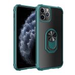 KNY Apple İphone 11 Pro Max Kılıf Silikon Kenarlı Renkli Yüzüklü Manyetik Mola Kapak Yeşil