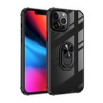 KNY Apple iphone 13 Pro Kılıf Silikon Kenarlı Yüzüklü Manyetik Mola Kapak Siyah