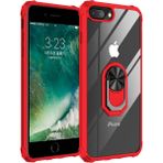 Kny Apple Iphone 7 Plus Kılıf Silikon Kenarlı Renkli Yüzüklü Manyetik Mola Kapak - Kırmızı - iPhone 7 Plus