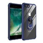 KNY Apple İphone 8 Plus Kılıf Silikon Kenarlı Renkli Yüzüklü Manyetik Mola Kapak Lacivert