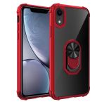 KNY Apple İphone XR Kılıf Silikon Kenarlı Renkli Yüzüklü Manyetik Mola Kapak Kırmızı