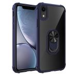 KNY Apple İphone XR Kılıf Silikon Kenarlı Renkli Yüzüklü Manyetik Mola Kapak Lacivert