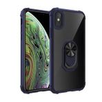 KNY Apple İphone XS Max Kılıf Silikon Kenarlı Renkli Yüzüklü Manyetik Mola Kapak Lacivert