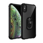 KNY Apple İphone XS Max Kılıf Silikon Kenarlı Renkli Yüzüklü Manyetik Mola Kapak Siyah