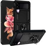 Kny Galaxy Z Flip 3 Kılıf Ultra Korumalı Standlı Yüzüklü Manyetik Vega Kapak - Siyah - Samsung Galaxy Z Flip3