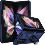 Kny Galaxy Z Fold 3 Kılıf Ultra Korumalı Yüzüklü Manyetik Standlı Vega Kapak - Lacivert - Samsung Galaxy Z Fold3