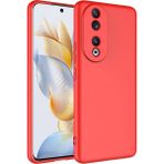 Kny Huawei Honor 90 Kilif Kamera Korumali Renkli Ici Suet Mara Lansman Silikon Kirmizi
