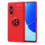 KNY Huawei Nova 9 SE Kılıf Yüzüklü Manyetik Ravel Silikon Kırmızı