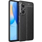 Kny Huawei Nova 9se Kılıf Deri Desenli Lux Niss Silikon - Siyah - Nova 9 SE