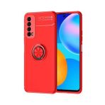 KNY Huawei P Smart 2021 Kılıf Yüzüklü Manyetik Ravel Silikon Kırmızı
