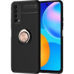 Kny Huawei P Smart 2021 Kilif Yuzuklu Manyetik Ravel Silikon Rose Gold