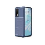 KNY Huawei P40 Kılıf Karbon Desenli Lux Negro Silikon Lacivert