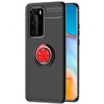 Kny Huawei P40 Kilif Yuzuklu Manyetik Ravel Silikon Siyah - Kirmizi