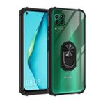KNY Huawei P40 Lite Kılıf Renkli Silikon Kenarlı Yüzüklü Manyetik Mola Kapak Siyah