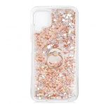 Kny Huawei P40 Lite Kilif Simli Sivili Kalpli Yuzuklu Milce Kapak Gold