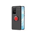 Kny Huawei P40 Pro Kilif Yuzuklu Manyetik Ravel Silikon Siyah - Kirmizi