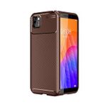 KNY Huawei Y5P Kılıf Karbon Desenli Lux Negro Silikon Kahverengi