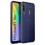 KNY Huawei Y6P Kılıf Deri Desenli Lux Niss Silikon Lacivert
