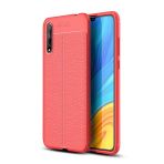 KNY Huawei Y8P Kılıf Deri Desenli Lux Niss Silikon Kırmızı