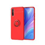 KNY Huawei Y8P Kılıf Yüzüklü Manyetik Ravel Silikon Kırmızı