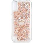 Kny Samsung Galaxy A01 Kilif Simli Sivili Kalpli Yuzuklu Milce Kapak Gold