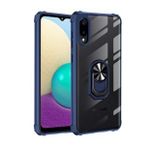 KNY Samsung Galaxy A02 Kılıf Silikon Kenarlı Renkli Yüzüklü Manyetik Mola Kapak Lacivert