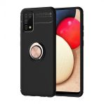 Kny Samsung Galaxy A02s Kilif Yuzuklu Manyetik Ravel Silikon Rose Gold