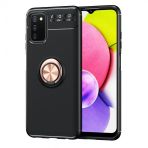Kny Samsung Galaxy A03s Kilif Yuzuklu Manyetik Ravel Silikon Rose Gold