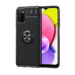 Kny Samsung Galaxy A03S Kılıf Yüzüklü Manyetik Ravel Silikon Siyah